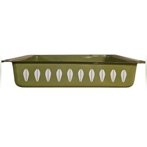 Catherineholm Enamelwear Large Baking Pan Green Lotus Leaf Mid Century